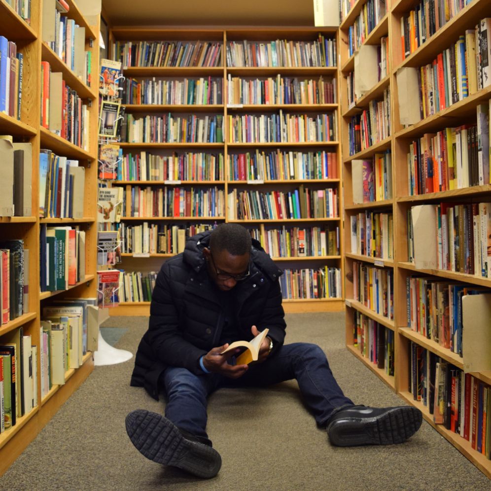 Dave J. Brown reading in a bookstore